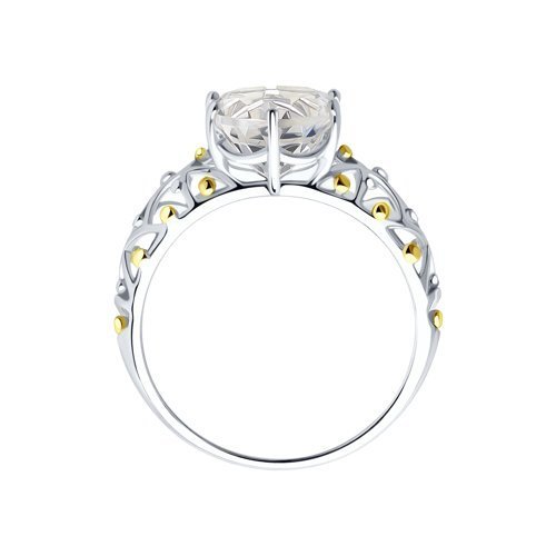 Кольцо из золочёного серебра с горным хрусталем (Арт.92011715)