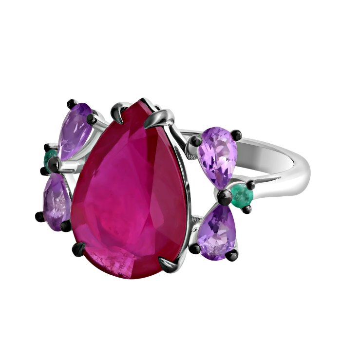 Кольцо из белого золота с аметистом и изумрудом (Арт.mr83397-em-am-aru_ko_em_ro_am_wg)
