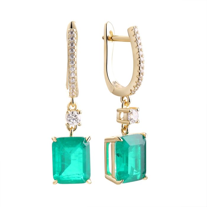 Серьги из серебра с ситаллом и фианитом (Арт.cz-e04302-x-l-eg-x-w)