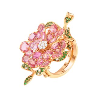 Кольцо золото с бриллиантами и сапфирами «Pink Blossom» JvG (арт.R0002558)