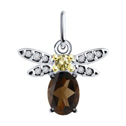 Подвеска из серебра с раухтопазом и фианитами (Арт.92030758)