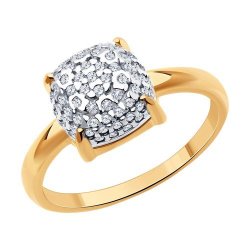 Кольцо из золочёного серебра с фианитами (Арт.93-110-01827-1)