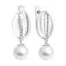 Серьги из серебра с синтетическим жемчугом (Арт.94027322)
