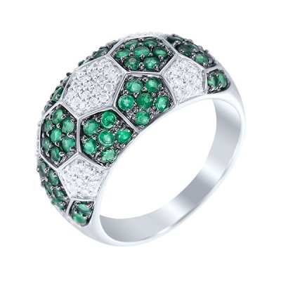 Кольцо из белого золота с бриллиантом и изумрудом (Арт.r42389a0f14wb003_em_wg)