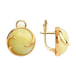 Серьги из золочёного серебра с янтарём (Арт.93-320-00840-1)