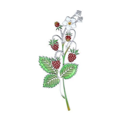 Брошь из серебра с фианитами и эмалью (Арт.94049013)