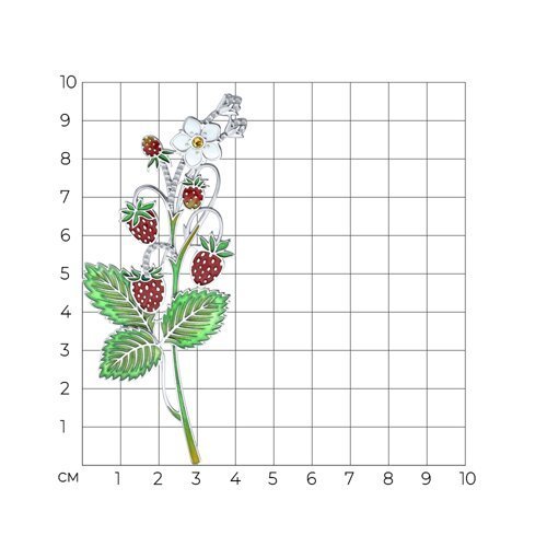 Брошь из серебра с фианитами и эмалью (Арт.94049013)