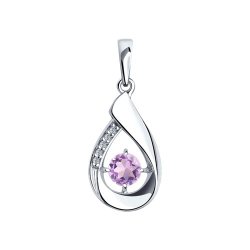 Подвеска из серебра с аметистом и фианитами (Арт.94-330-00695-3)