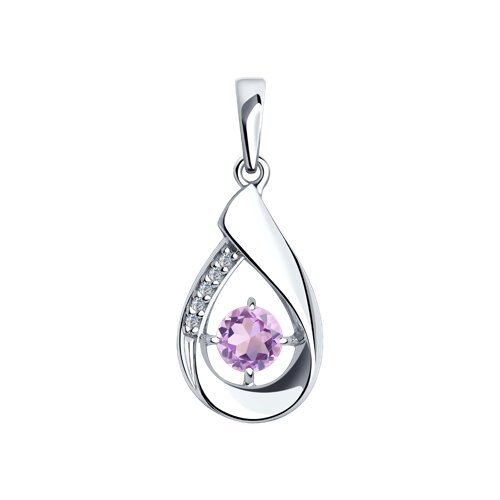 Подвеска из серебра с аметистом и фианитами (Арт.94-330-00695-3)