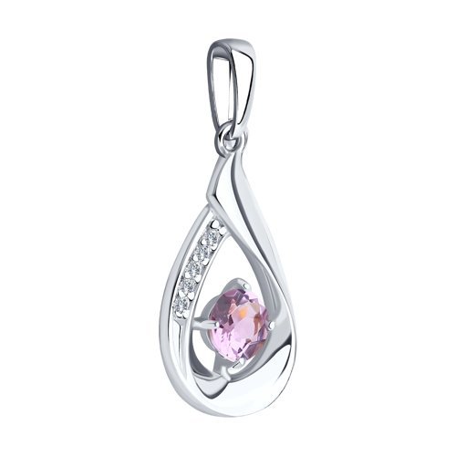 Подвеска из серебра с аметистом и фианитами (Арт.94-330-00695-3)