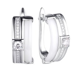 Серьги из серебра с керамикой и фианитом (Арт.tc-e00691-w-w-w-x-w)