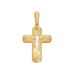 Крест из золочёного серебра с фианитами (Арт.93120037)