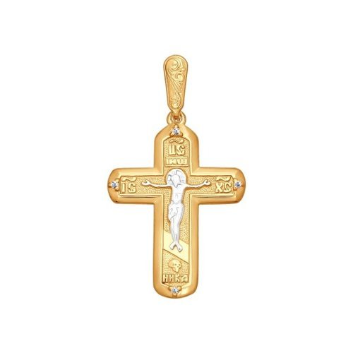 Крест из золочёного серебра с фианитами (Арт.93120037)