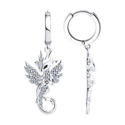 Серьги из серебра с фианитами и эмалью (Арт.94026492)