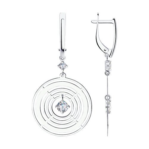 Серьги из серебра с фианитом «Лабиринт сияния» Соколов (арт.94-121-01428-1)