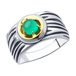 Кольцо из золочёного серебра с агатом (Арт.95-310-00947-1)