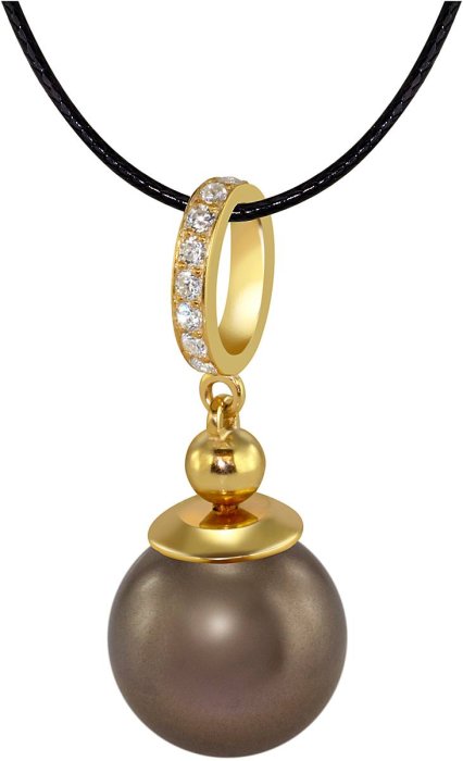 Кулон из серебра с жемчугом и куб. цирконием (Арт.aap-1-b-12-33-g)