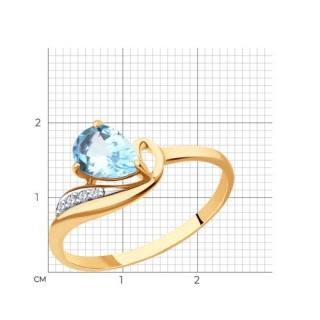 Кольцо золотое с топазом и фианитами «Небесная капля» Соколов (арт.5162)