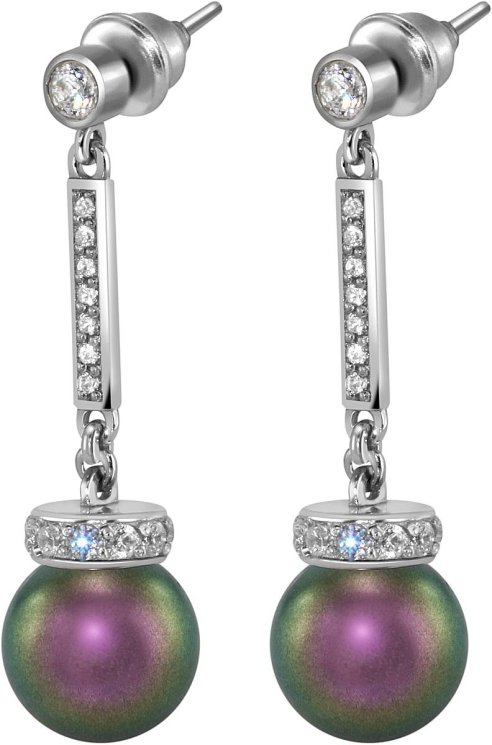 Серьги из серебра с жемчугом и кристаллом swarovski (Арт.abs-6-10-19-s)