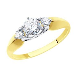 Кольцо из желтого золота с фианитами (Арт.017492-2)