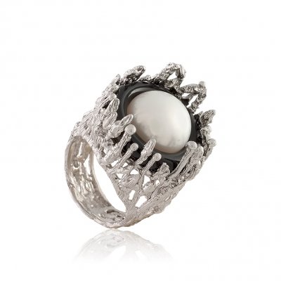 Серебряное кольцо BEAVERS с жемчугом 1483j_ag