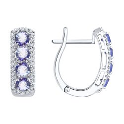Серьги из белого золота с бриллиантами и танзанитами (Арт.6024515-3)