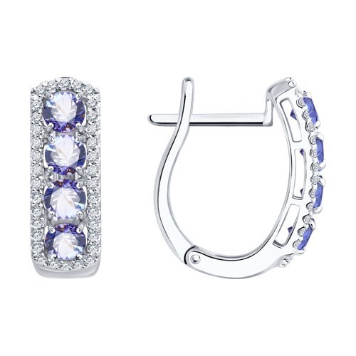 Серьги из белого золота с бриллиантами и танзанитами (Арт.6024515-3)
