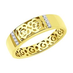 Кольцо из желтого золота с фианитами (Арт.018620-2)