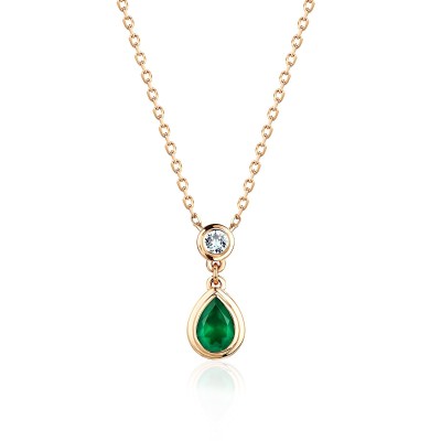 Ожерелье золотое с агатом и топазом «Soul Aura Emerald Glow» Estet (арт.01Л312374-1)