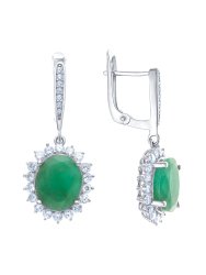 Серьги из серебра с изумрудом нат. (o) и фианитом синт. TEOSA E-DRGR00875-EM