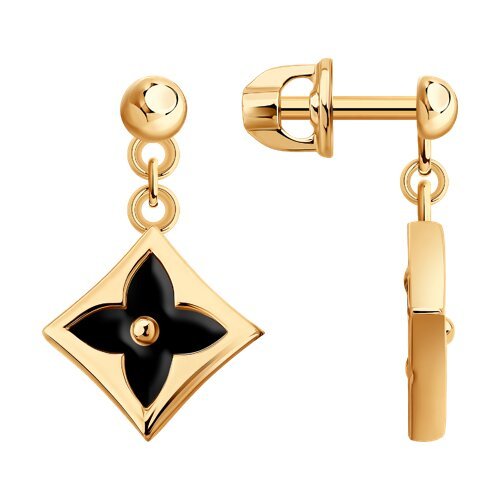 Серьги золотые пробы 585 с ониксом (Арт.729106) Серьги золотые пробы 585 с ониксом (Арт.729106)