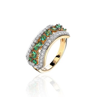 Кольцо золото с бриллиантами и изумрудами «Symphony Emerald» Estet (арт.01К6313457-1)