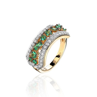 Кольцо золото с бриллиантами и изумрудами «Symphony Emerald» Estet (арт.01К6313457-1)