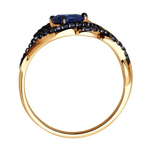 Кольцо из золочёного серебра с корундом и фианитами «Синяя Вуаль» SOKOLOV (арт.88010076)