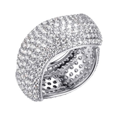 Кольцо серебряное с фианитами «Flower Shine» Fresh Jewelry (арт.CZ-R03492-X-W-X-X-W)