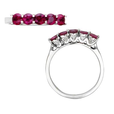 Кольцо белое золото с бриллиантами и рубинами «Symphony of Passion» Estet (арт.01К6212282-2)