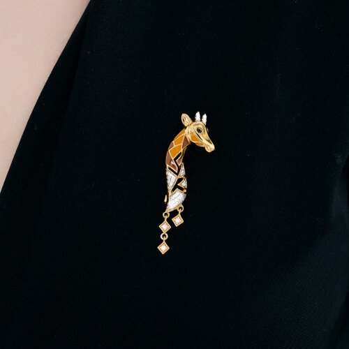 Брошь из золочёного серебра с фианитом «Жирафий Шик» Соколов (арт.93-140-00065-1)
