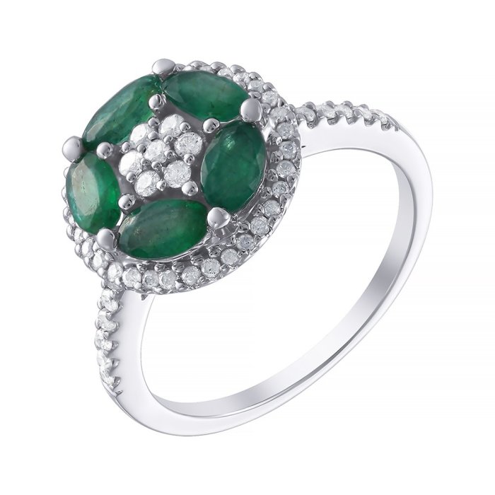 Кольцо из белого золота с бриллиантом и изумрудом (Арт.aas-3590r_em_wg)