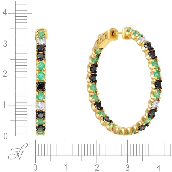 Серьги золотые с бриллиантами и изумрудами «Триумф контрастов» Myjewels (арт.AKP3950)