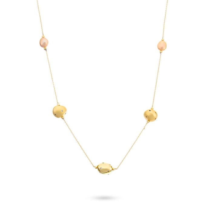 Ожерелье из серебра с жемчугом и куб. цирконием (Арт.rb-n342-1-x-l-pn-x-w)