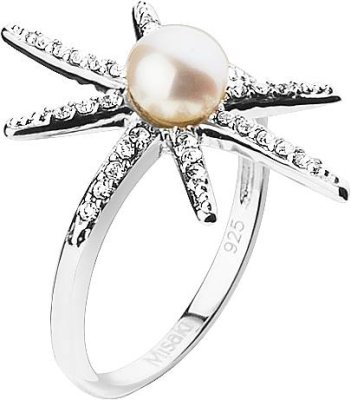 Кольцо из серебра с жемчугом и кристаллом swarovski (Арт.qcurshootingstar)