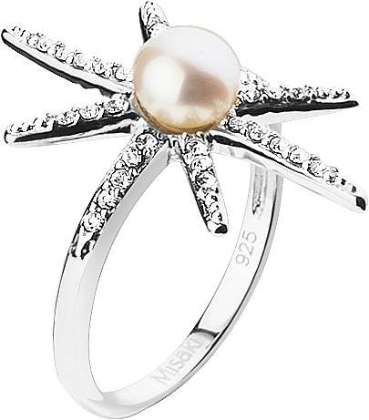 Кольцо из серебра с жемчугом и кристаллом swarovski (Арт.qcurshootingstar)