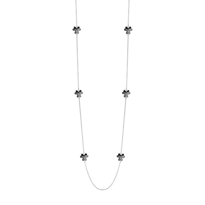 Ожерелье из серебра с керамикой и фианитом (Арт.tc-n02003-b-w-x-x-w)