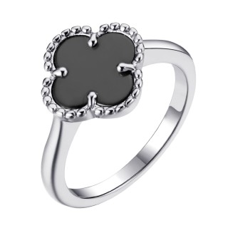 Кольцо с керамикой «Lucky Clover» серебро 925 Fresh Jewelry (арт.TC-R01968-B-W-X-X-X)