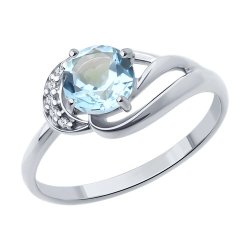 Кольцо из серебра с топазом и фианитами (Арт.94-310-00184-1)