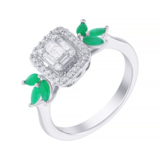 Кольцо из белого золота с бриллиантом и изумрудом (Арт.k6177r-0007_ko_em_wg)