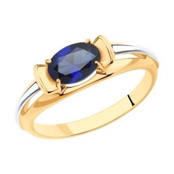 Кольцо из золочёного серебра с корундом (Арт.88010071)