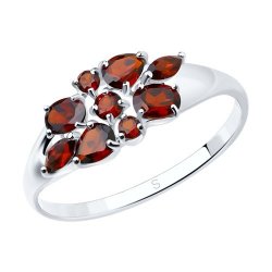 Кольцо из серебра с гранатами (Арт.92011104)