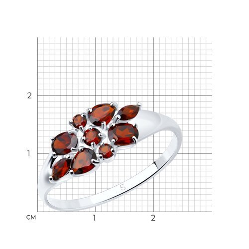 Кольцо из серебра с гранатами (Арт.92011104)