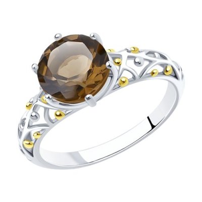 Кольцо из золочёного серебра с раухтопазом (Арт.92011716)